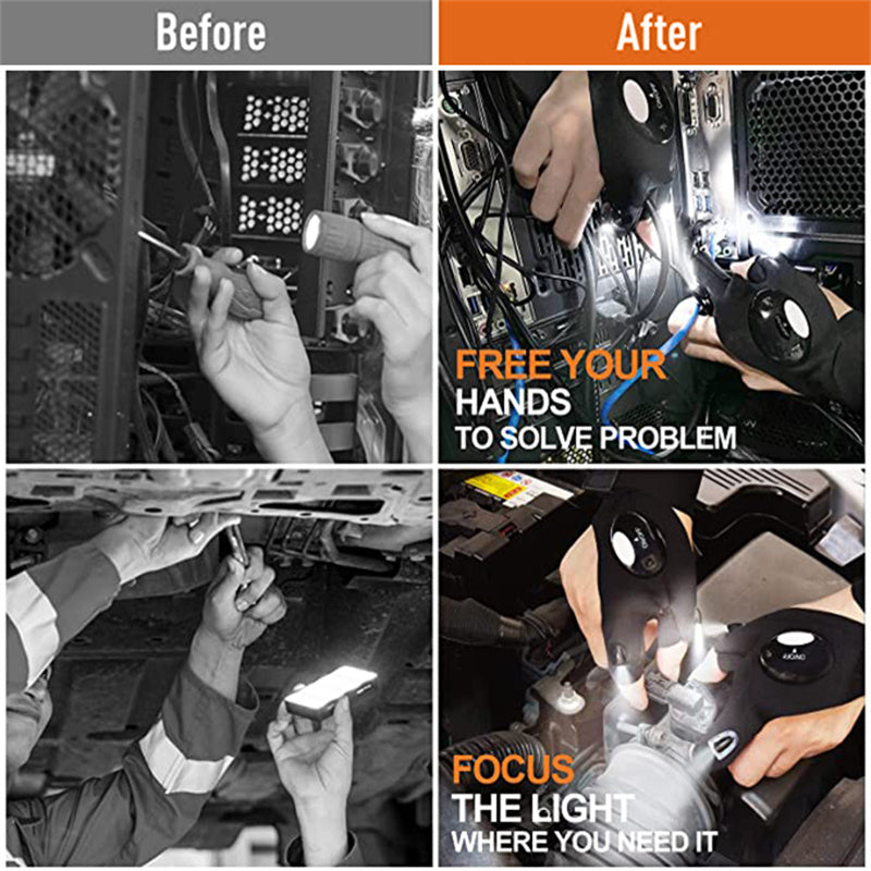 led waterproof light gloves