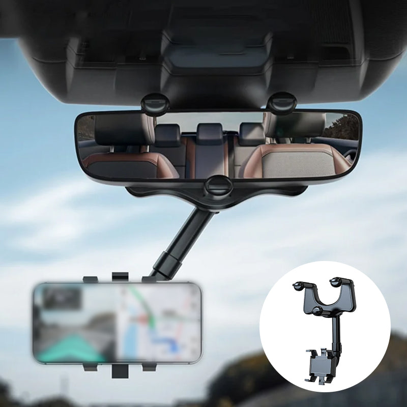 New Genesis Online 360° Car Rearview Mirror Phone Holder – Universal Mount For IPhone Samsung Android